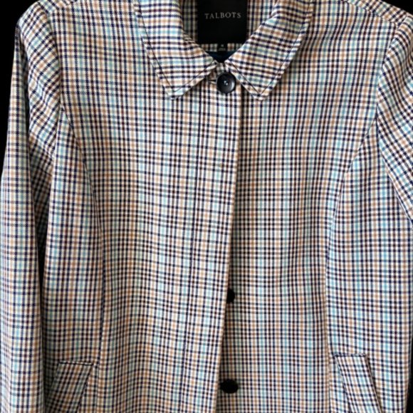 Talbots Plaid Checkered Mac Coat - Size 16 - Picture 4 of 6